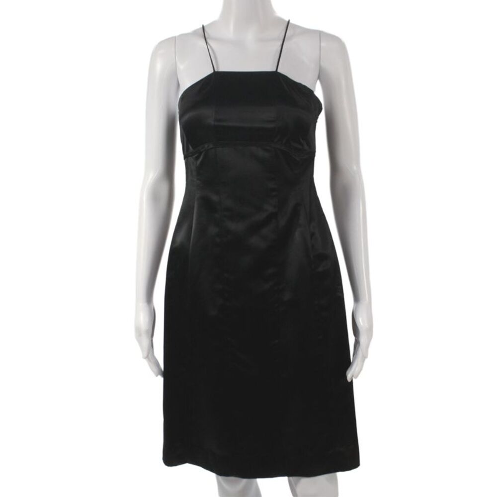 Narciso Rodriguez Womens Sheath Dress Black Silk Square Neck Sleeveless Size 6